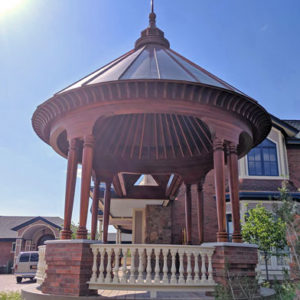 Curved gazebo hardwood railing