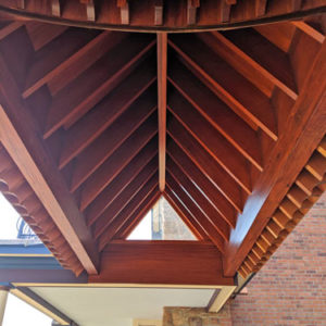 mahogany hardwood porch ceiling rafters