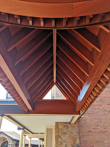 mahogany hardwood porch ceiling rafters