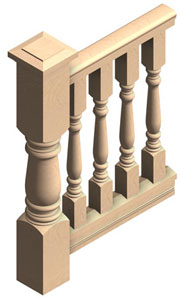 4" Rail with 3x3 Spindles
